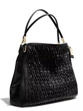 Coach Black Madison Phoebe Shoulder Bag Gathered Leather Hobo